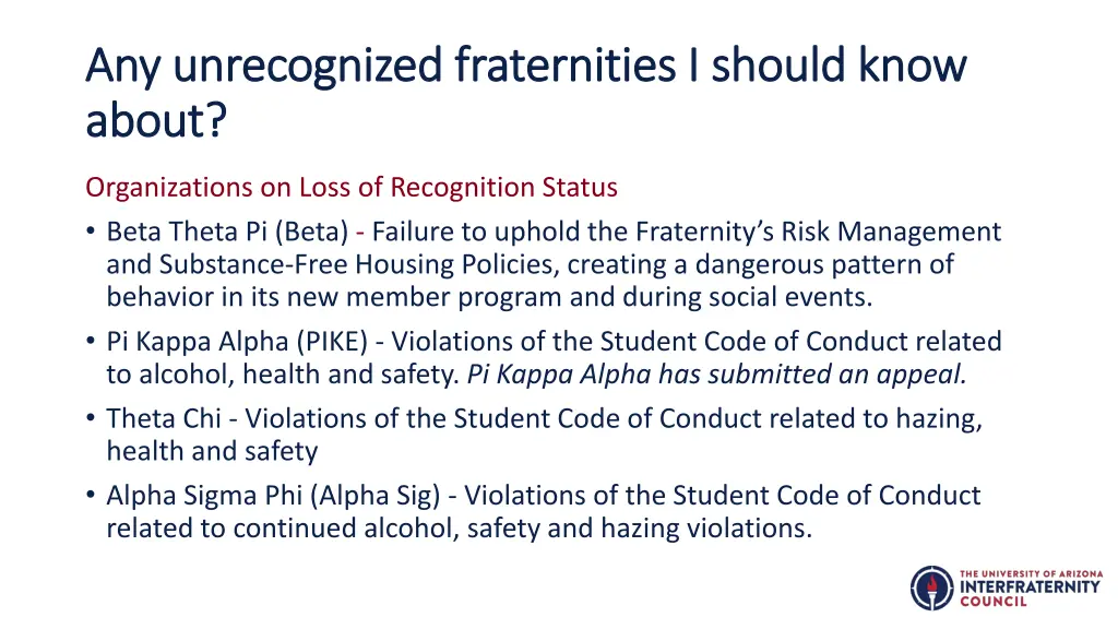 any unrecognized fraternities i should know 1