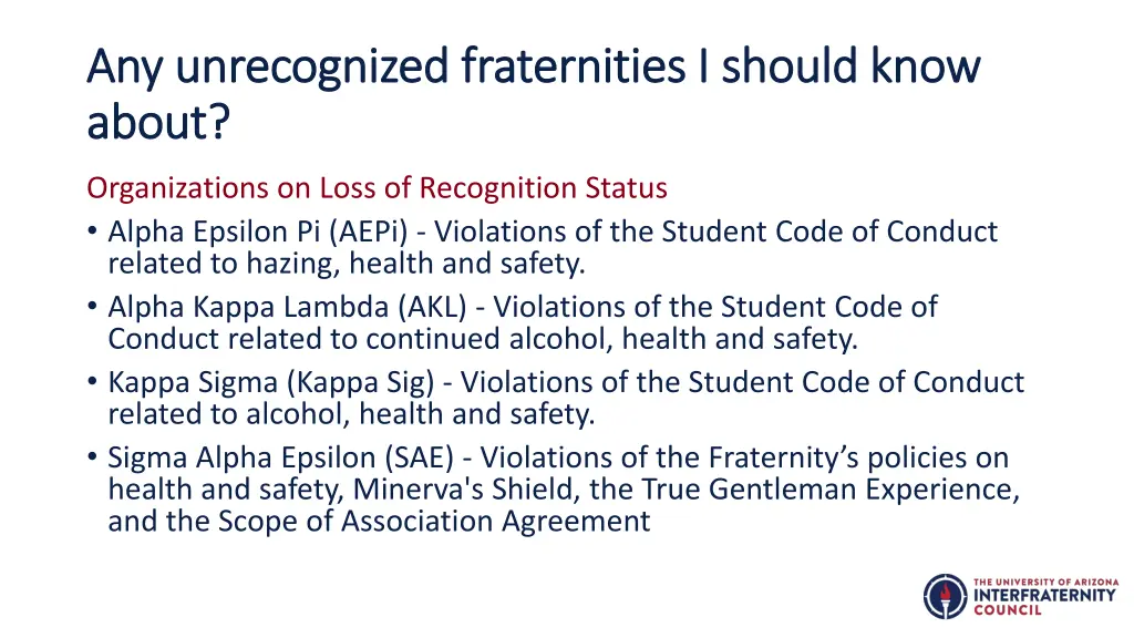 any unrecognized fraternities i should know 2