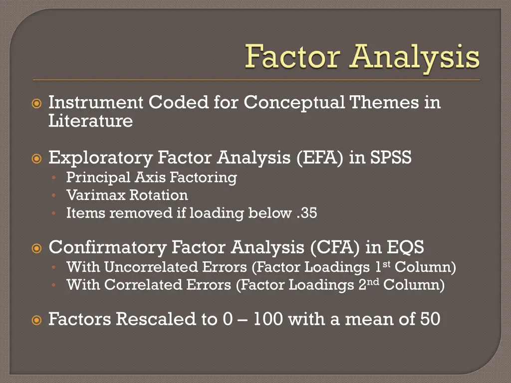 instrument coded for conceptual themes