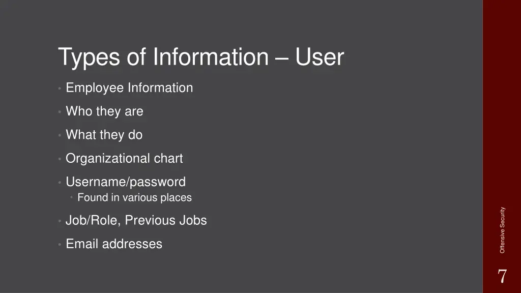 types of information user