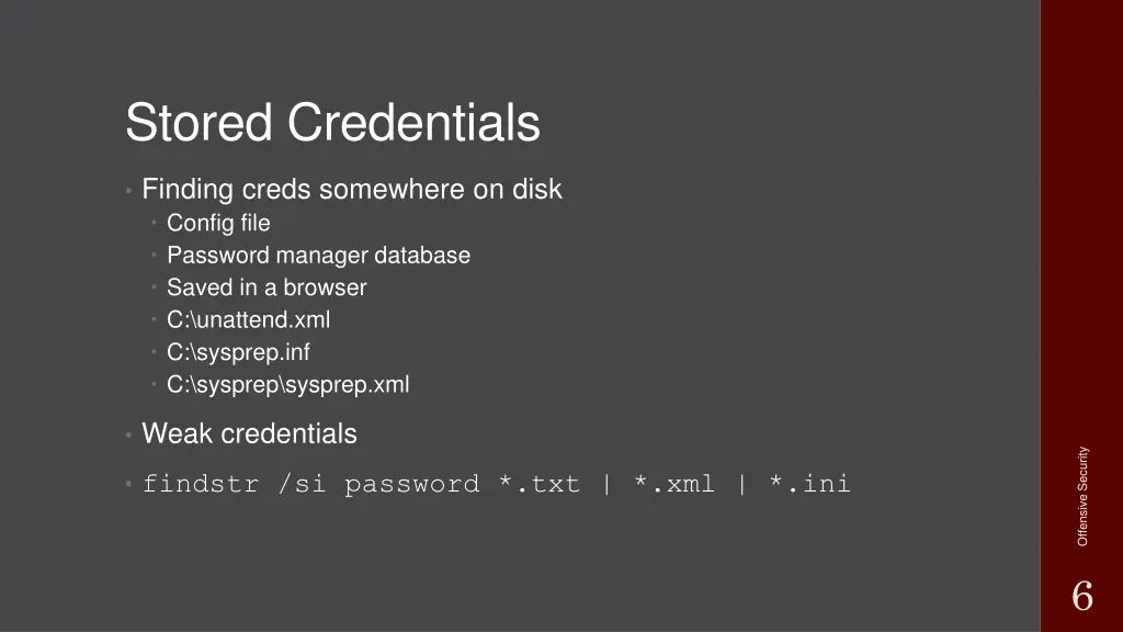 stored credentials