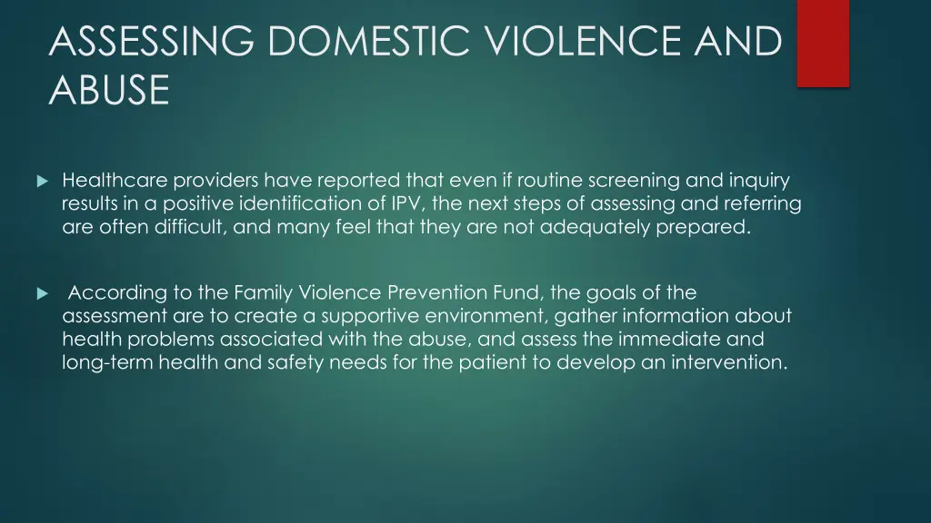 assessing domestic violence and abuse