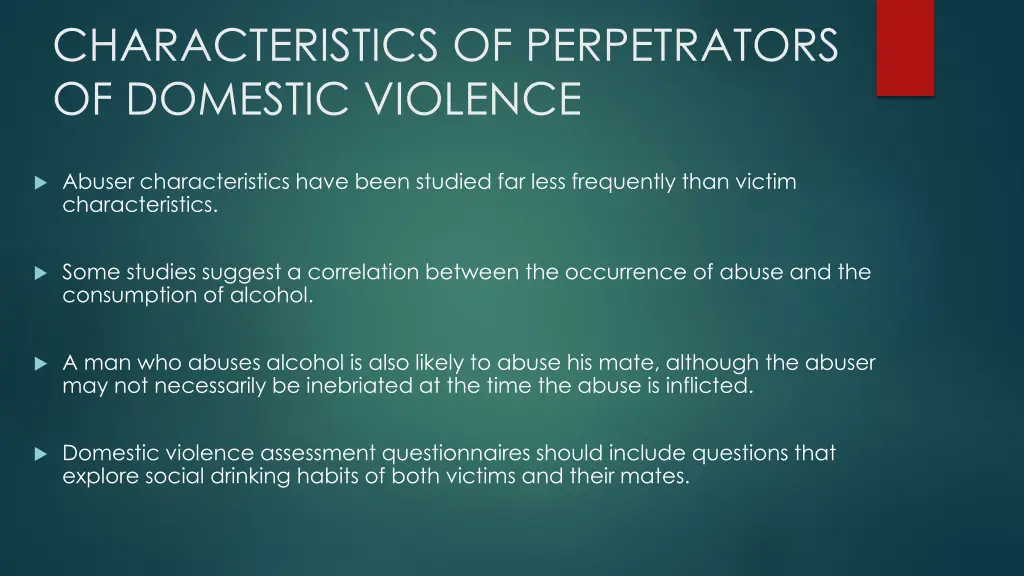 characteristics of perpetrators of domestic