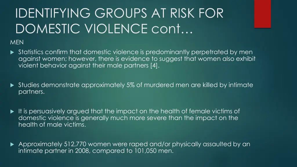 identifying groups at risk for domestic violence 6