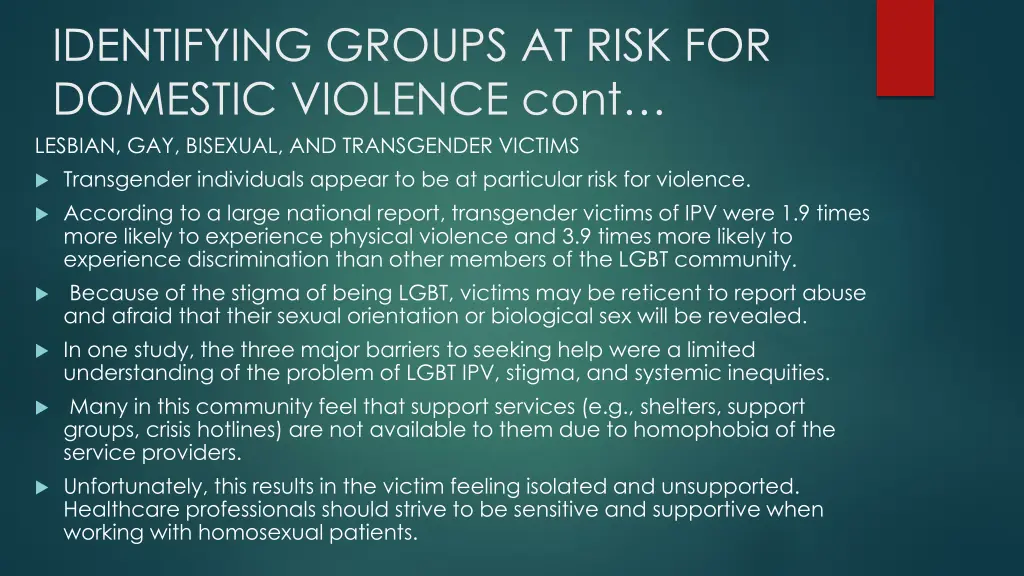 identifying groups at risk for domestic violence 9