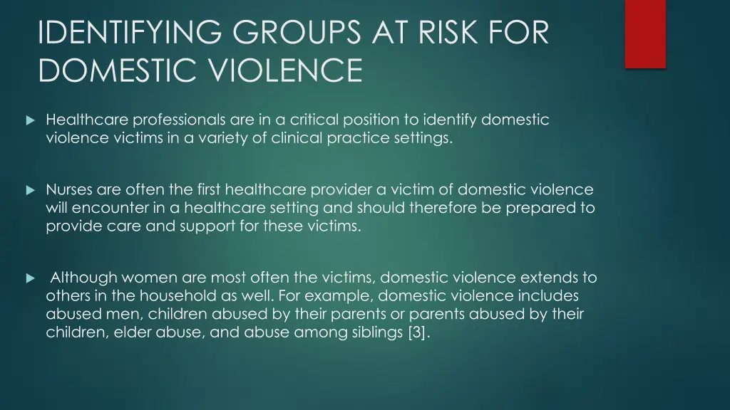 identifying groups at risk for domestic violence