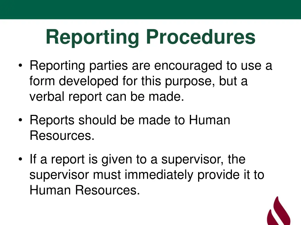 reporting procedures