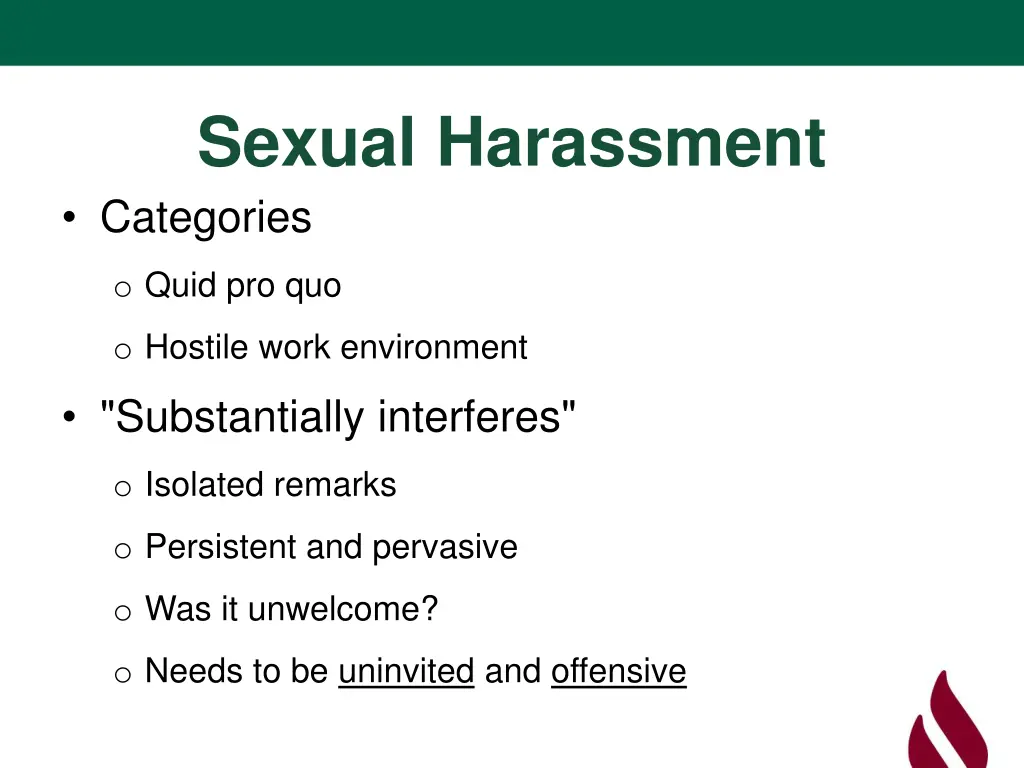 sexual harassment categories