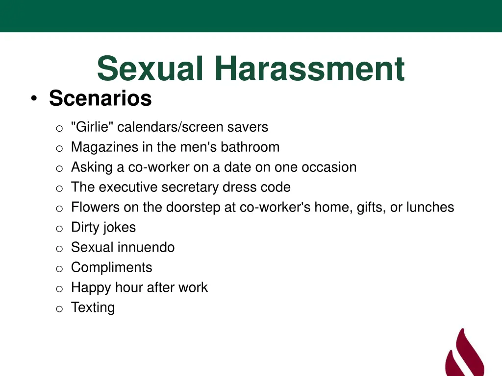 sexual harassment scenarios