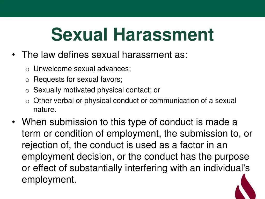 sexual harassment the law defines sexual