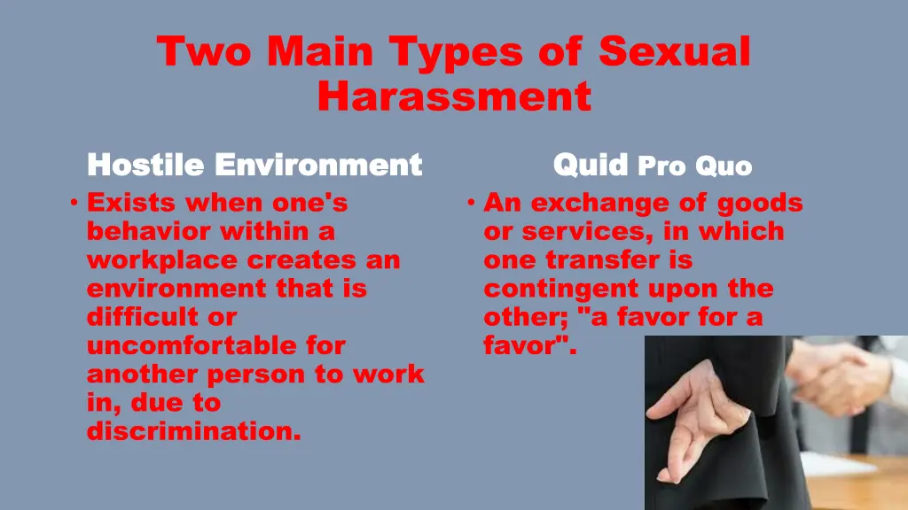 two main types of sexual harassment