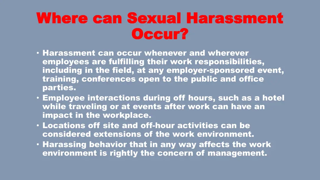 where can sexual harassment where can sexual