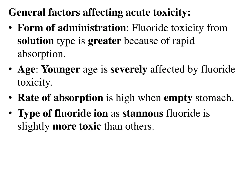 general factors affecting acute toxicity form