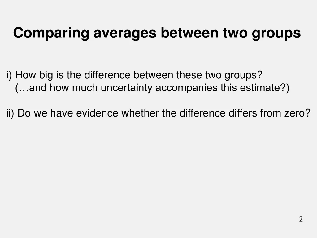 comparing averages between two groups