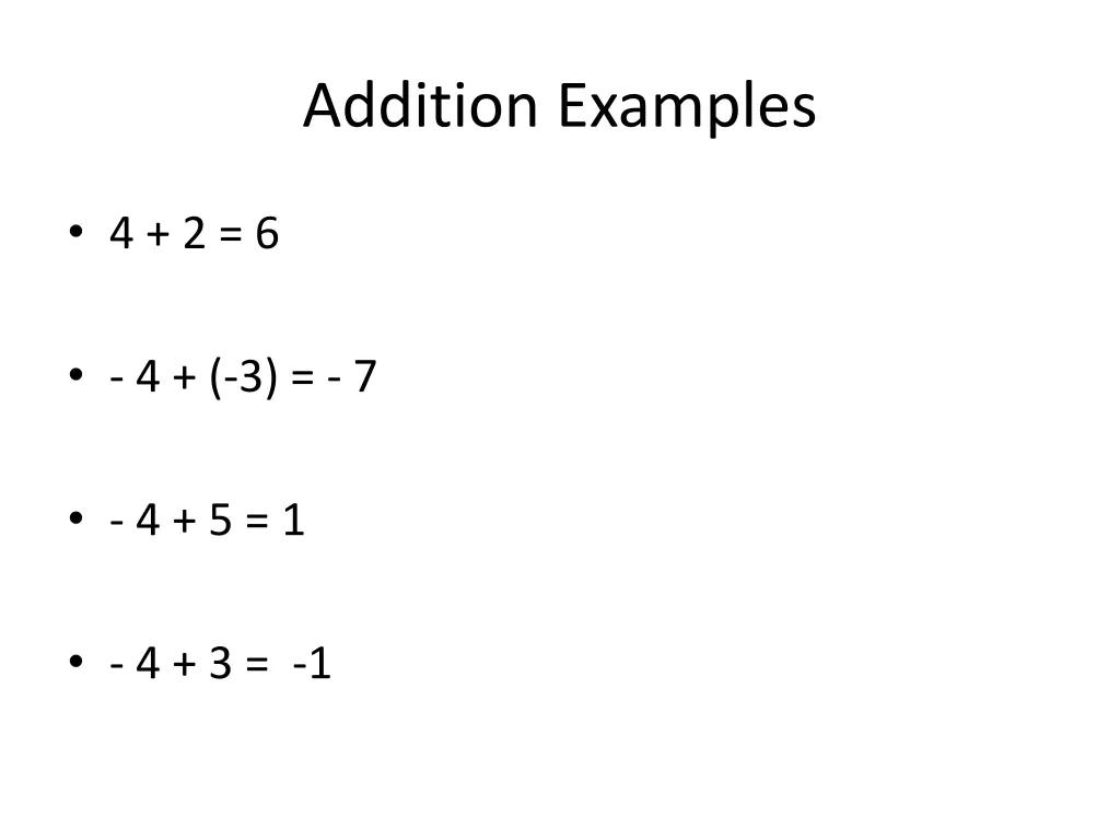 addition examples