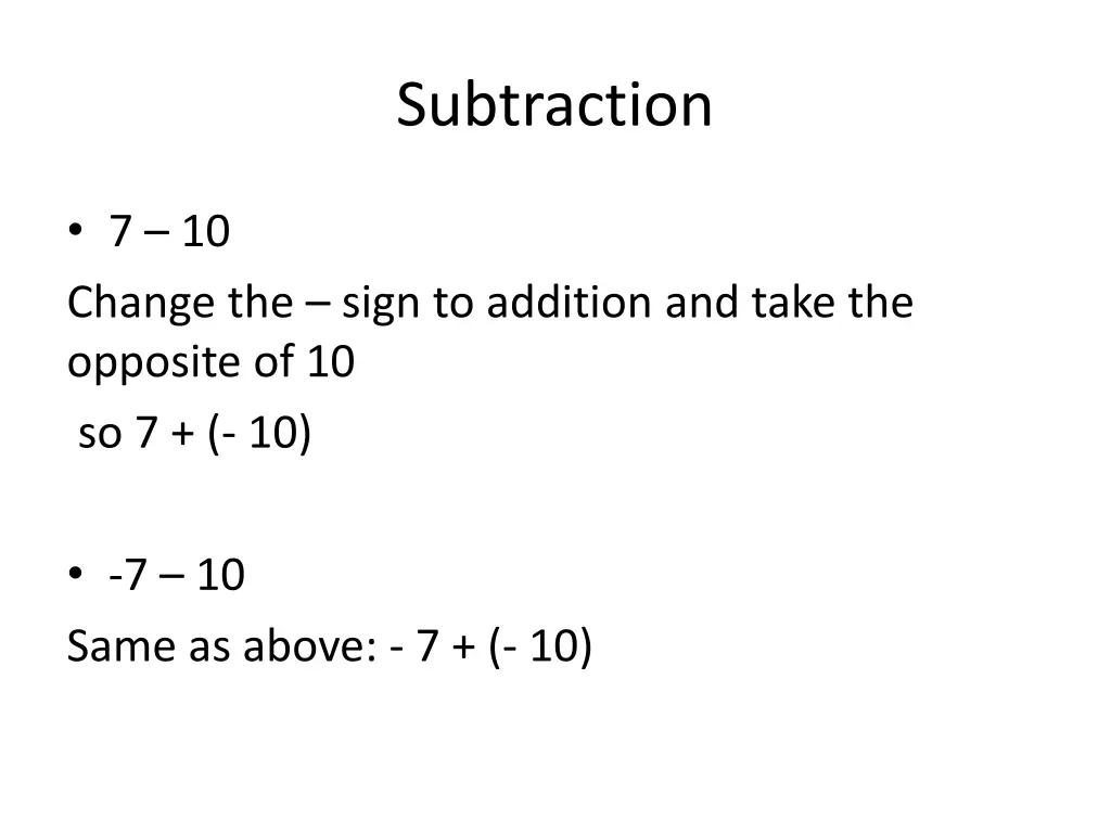 subtraction