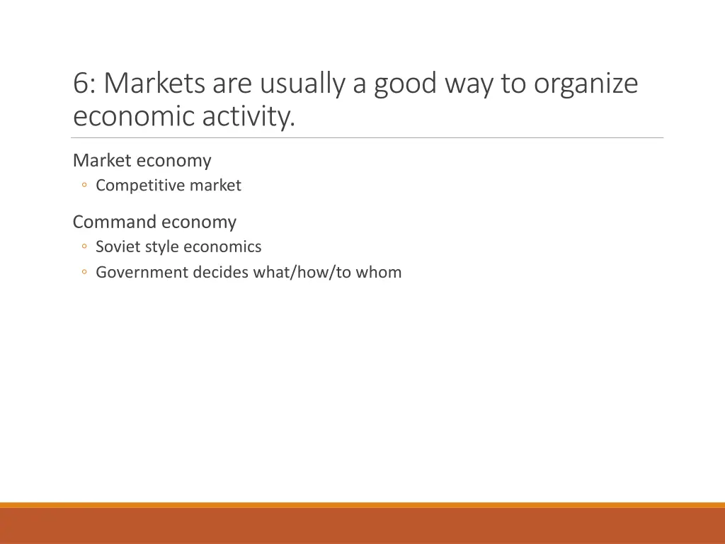 6 markets are usually a good way to organize