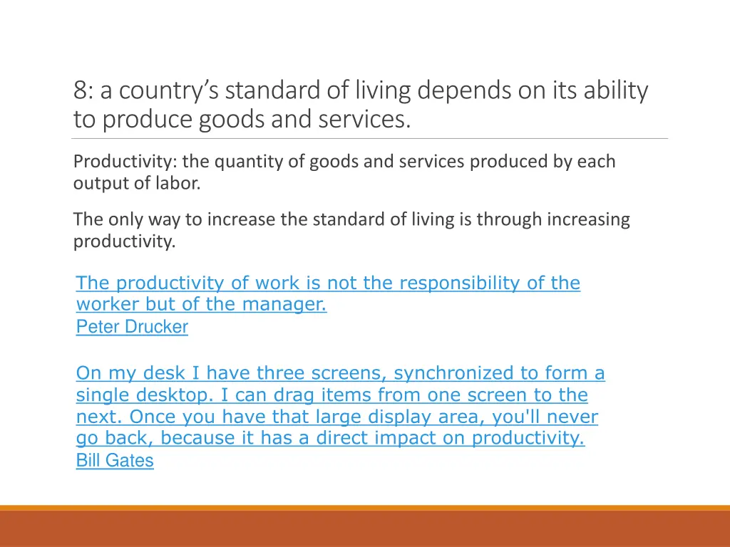 8 a country s standard of living depends