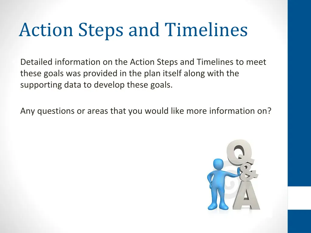 action steps and timelines
