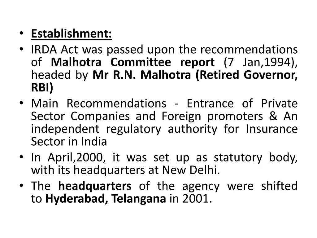 establishment irda act was passed upon