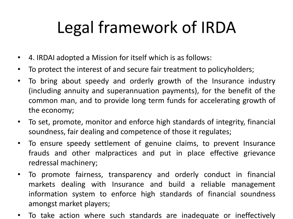 legal framework of irda 1