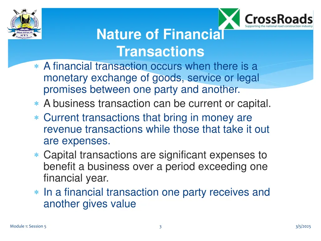 nature of financial transactions
