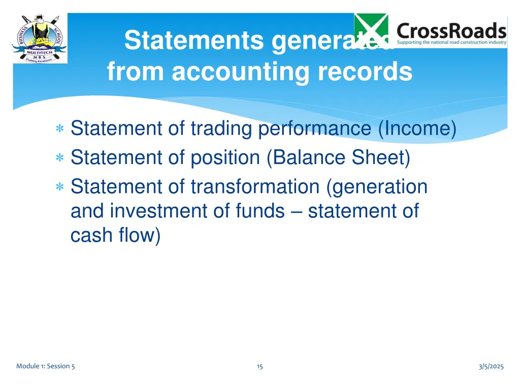 statements generated from accounting records