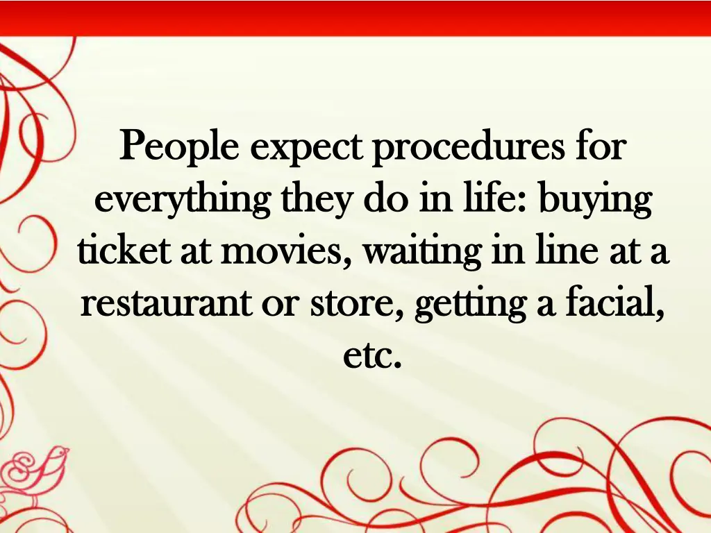 people expect procedures for people expect