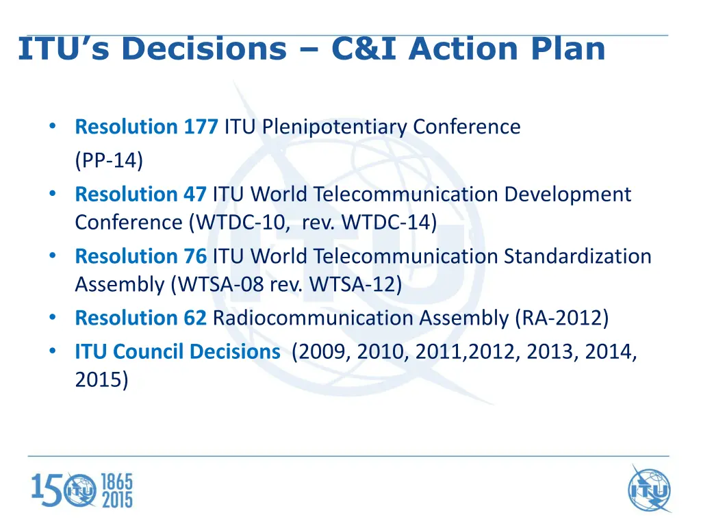 itu s decisions c i action plan
