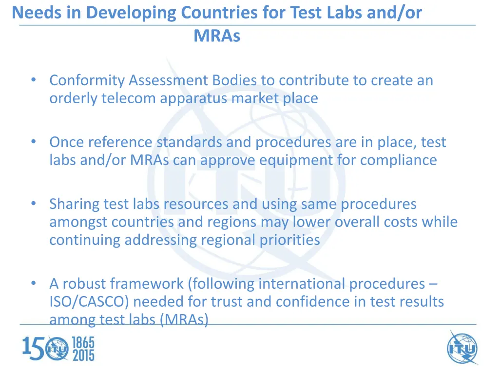 needs in developing countries for test labs