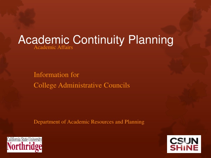 academic continuity planning academic affairs