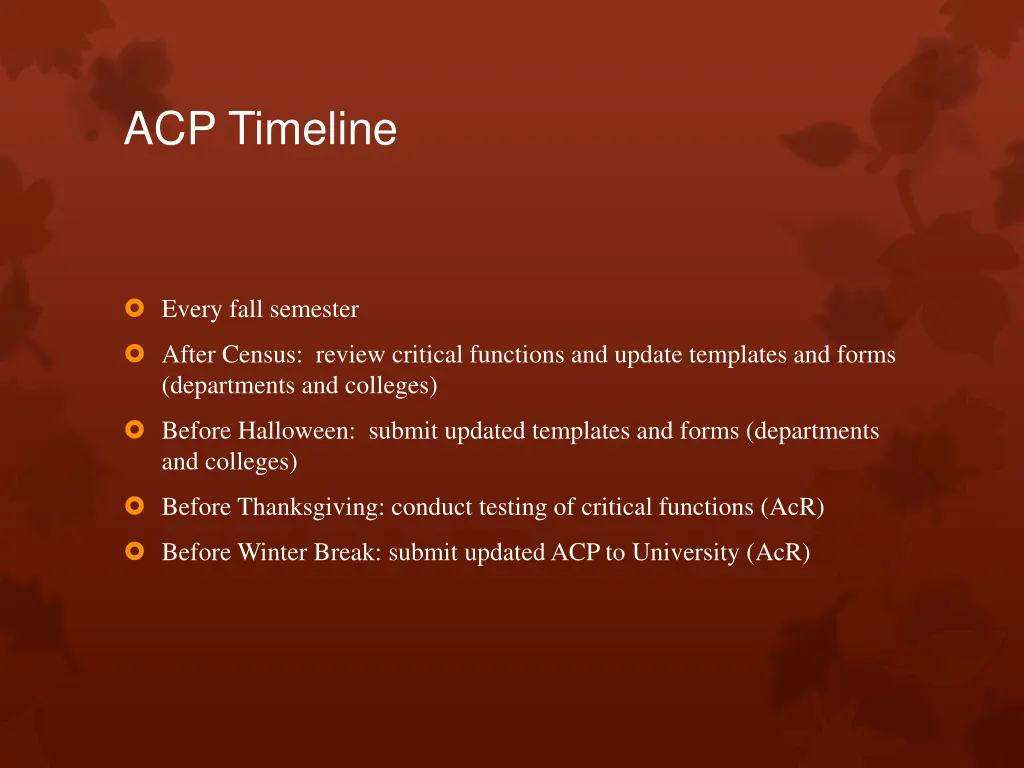 acp timeline