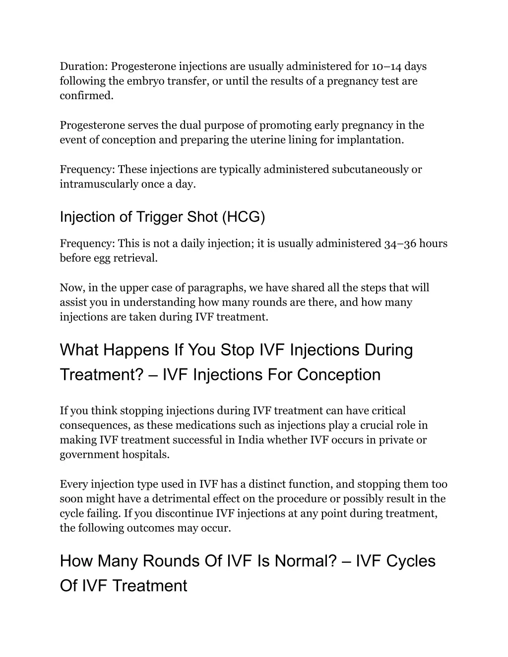 duration progesterone injections are usually