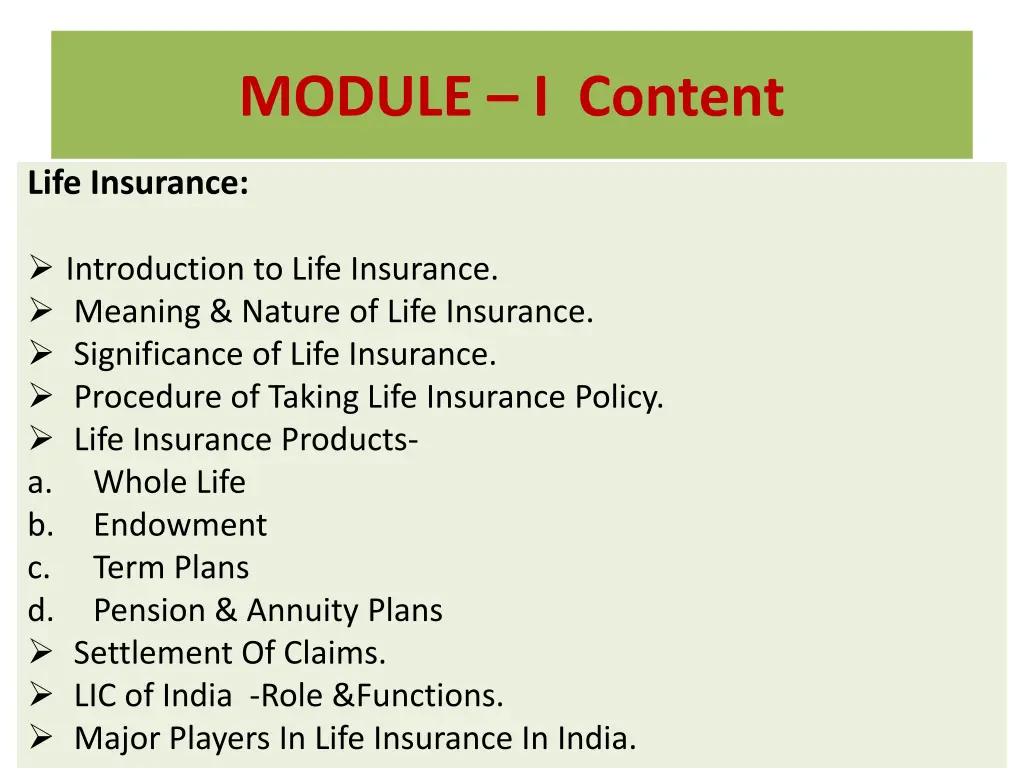 module i content