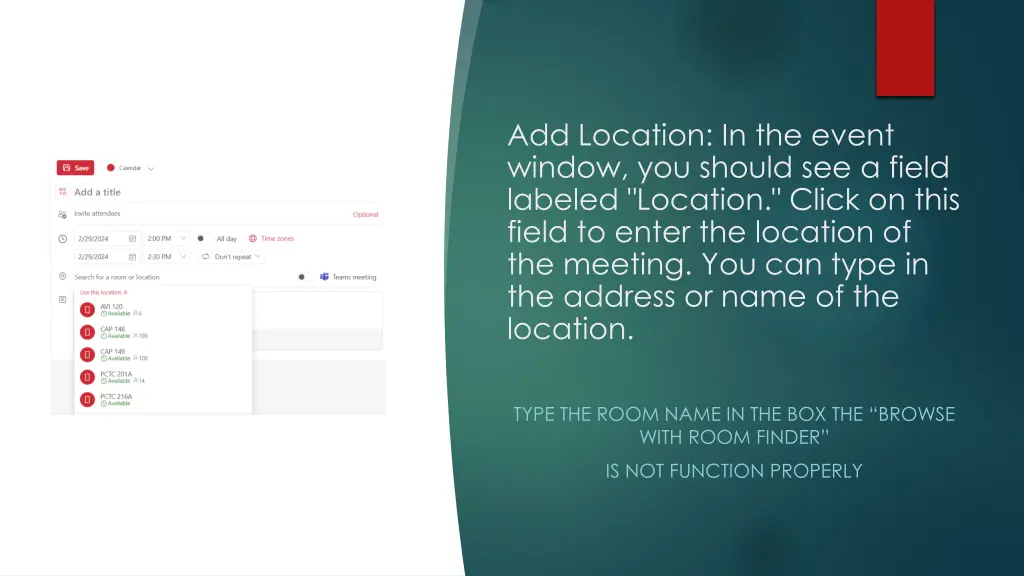 add location in the event window you should