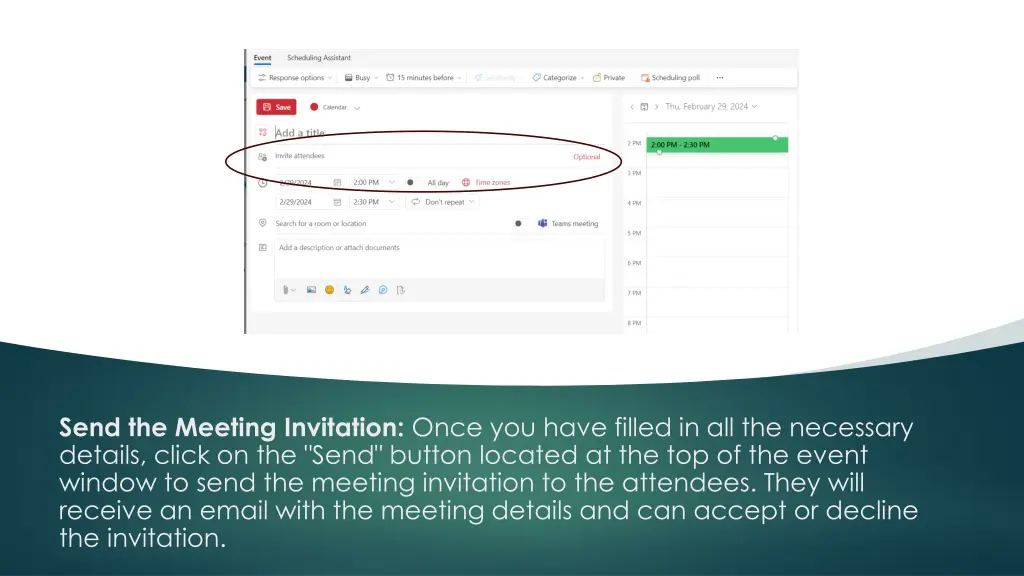 send the meeting invitation once you have filled