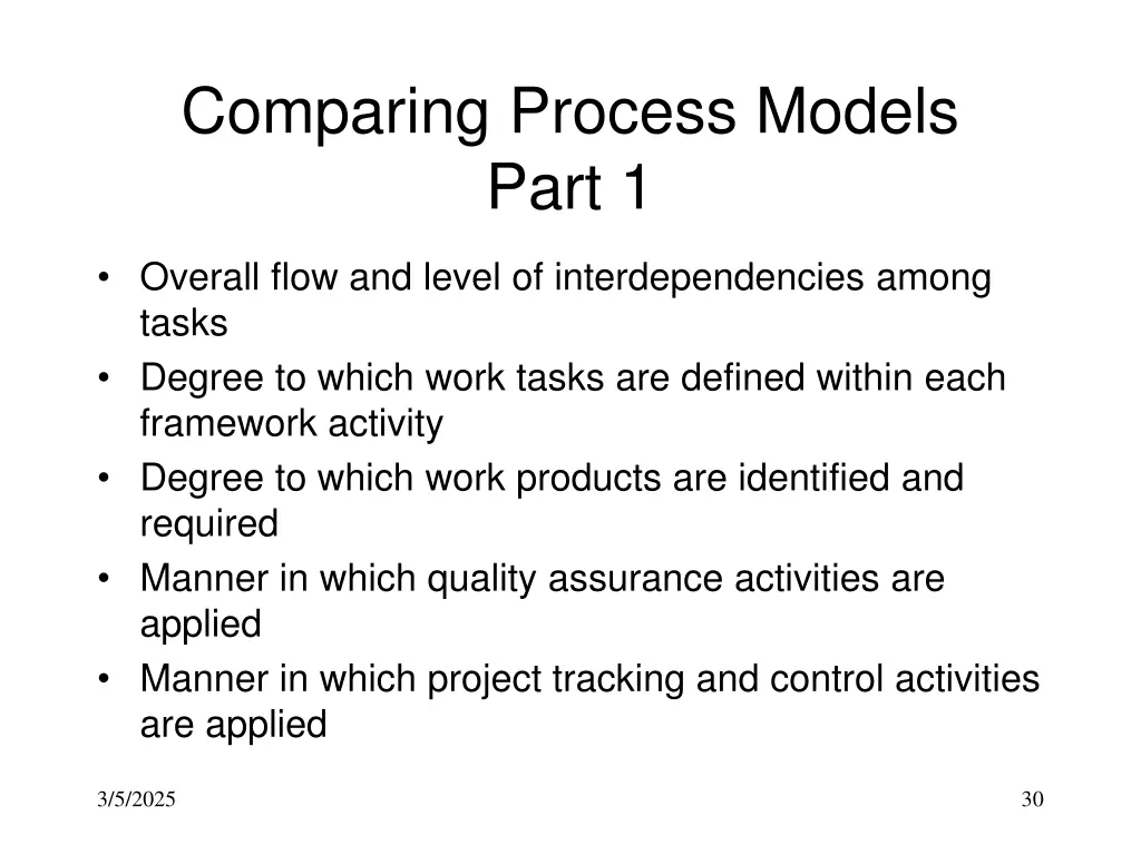 comparing process models part 1