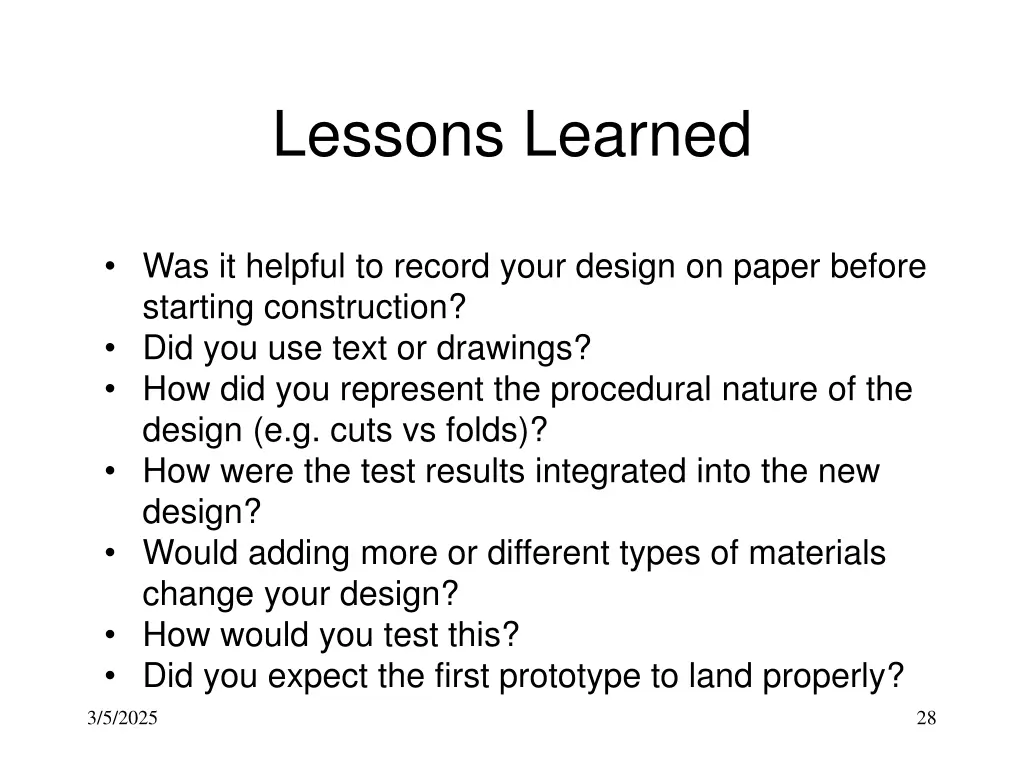 lessons learned