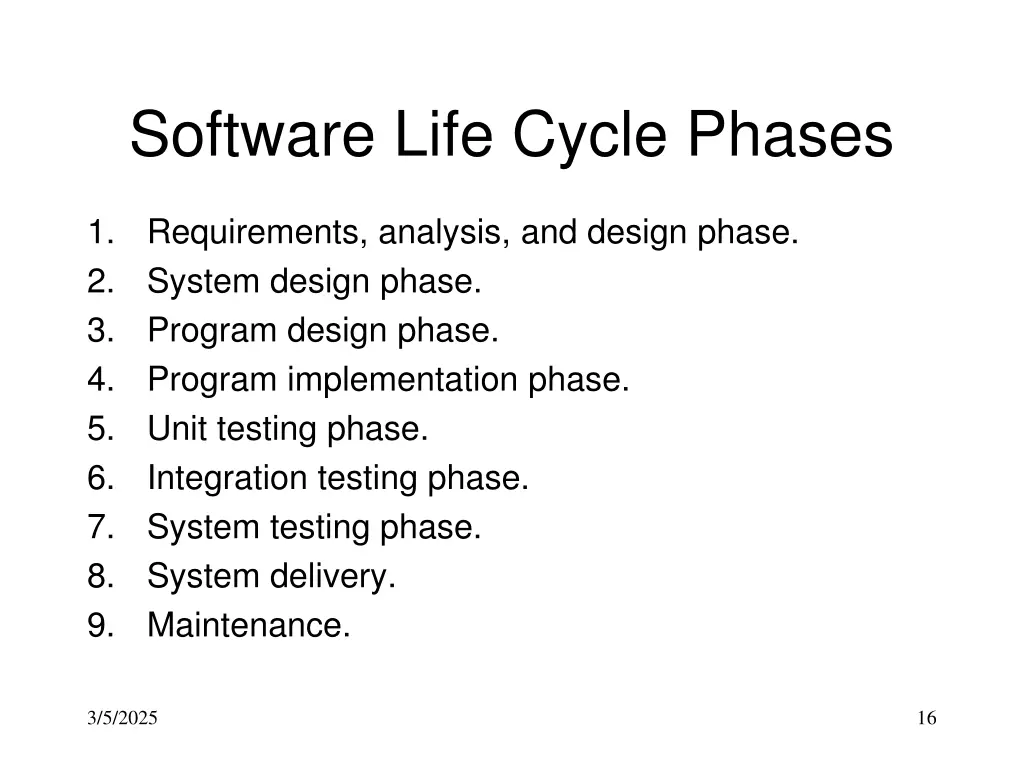 software life cycle phases