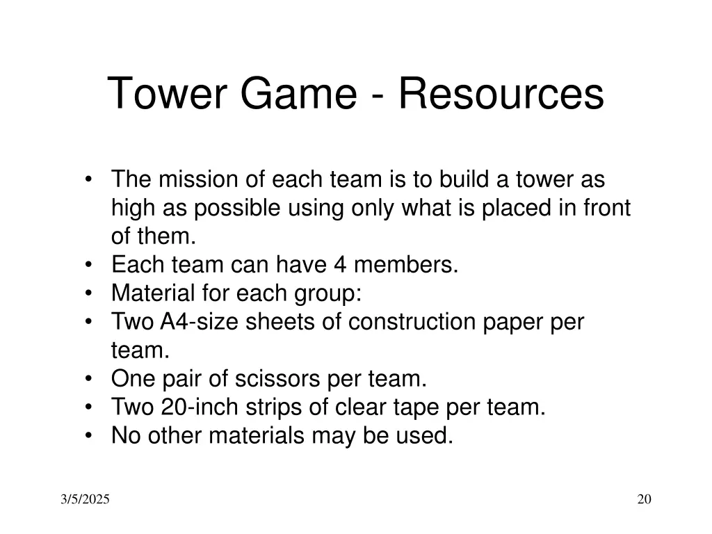 tower game resources