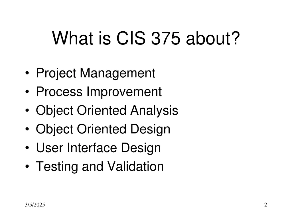 what is cis 375 about