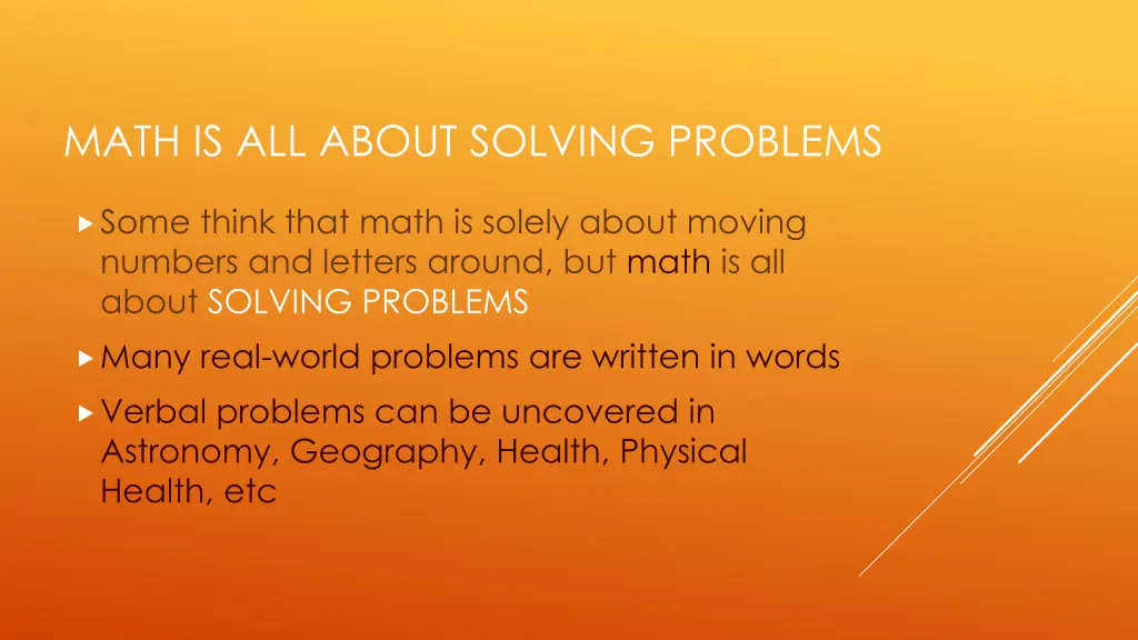 math is all about solving problems