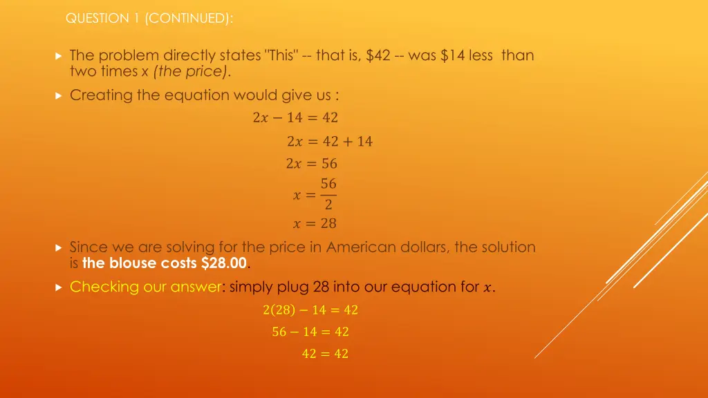 question 1 continued