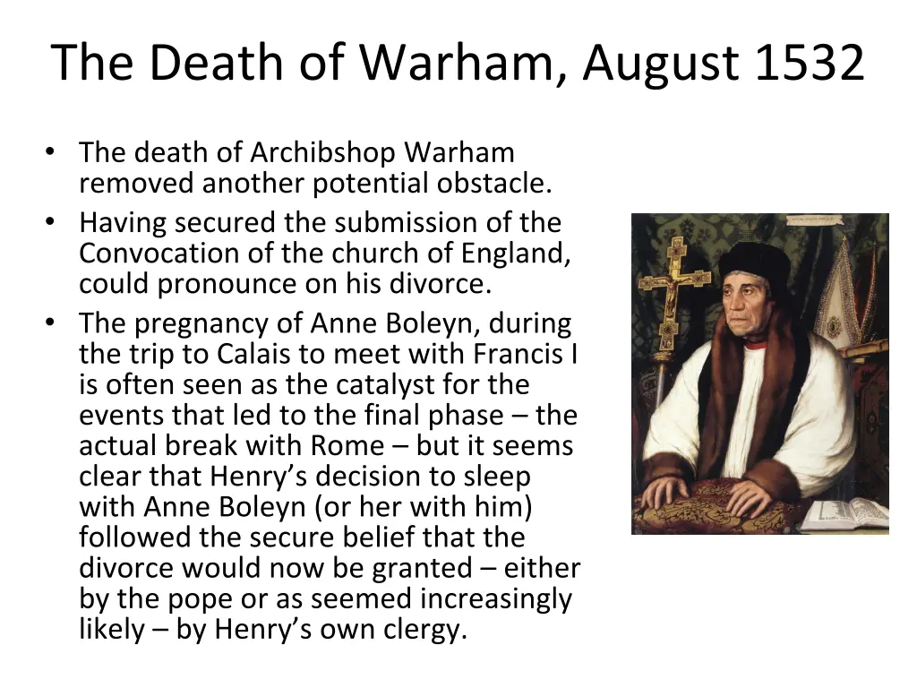 the death of warham august 1532