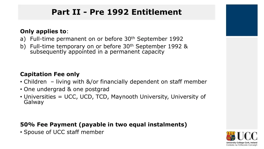 part ii pre 1992 entitlement