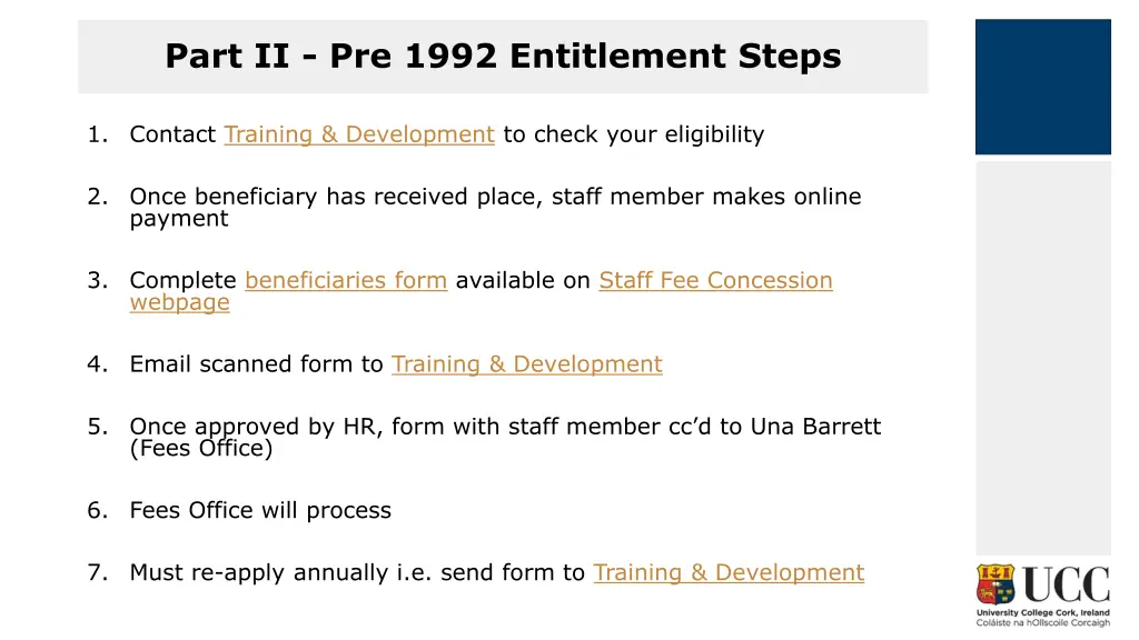 part ii pre 1992 entitlement steps