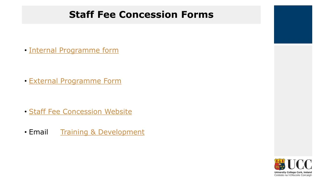 staff fee concession forms