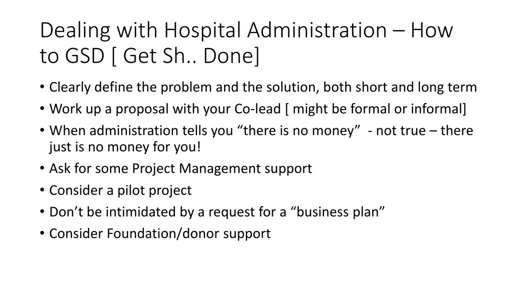 dealing with hospital administration