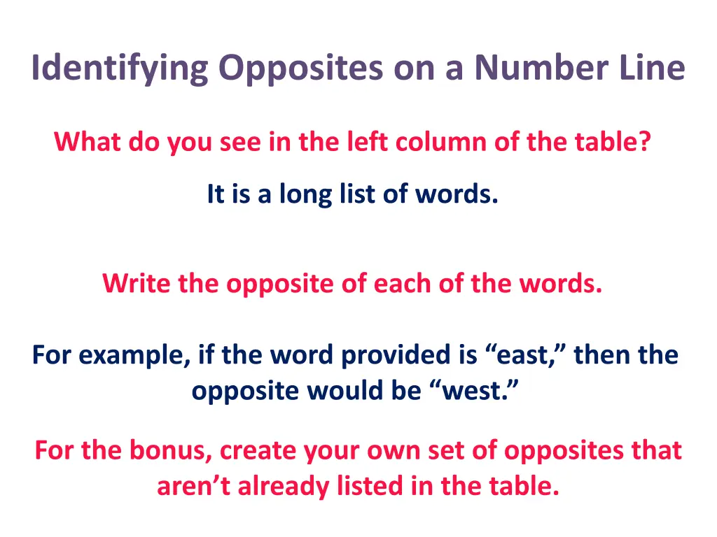 identifying opposites on a number line 2
