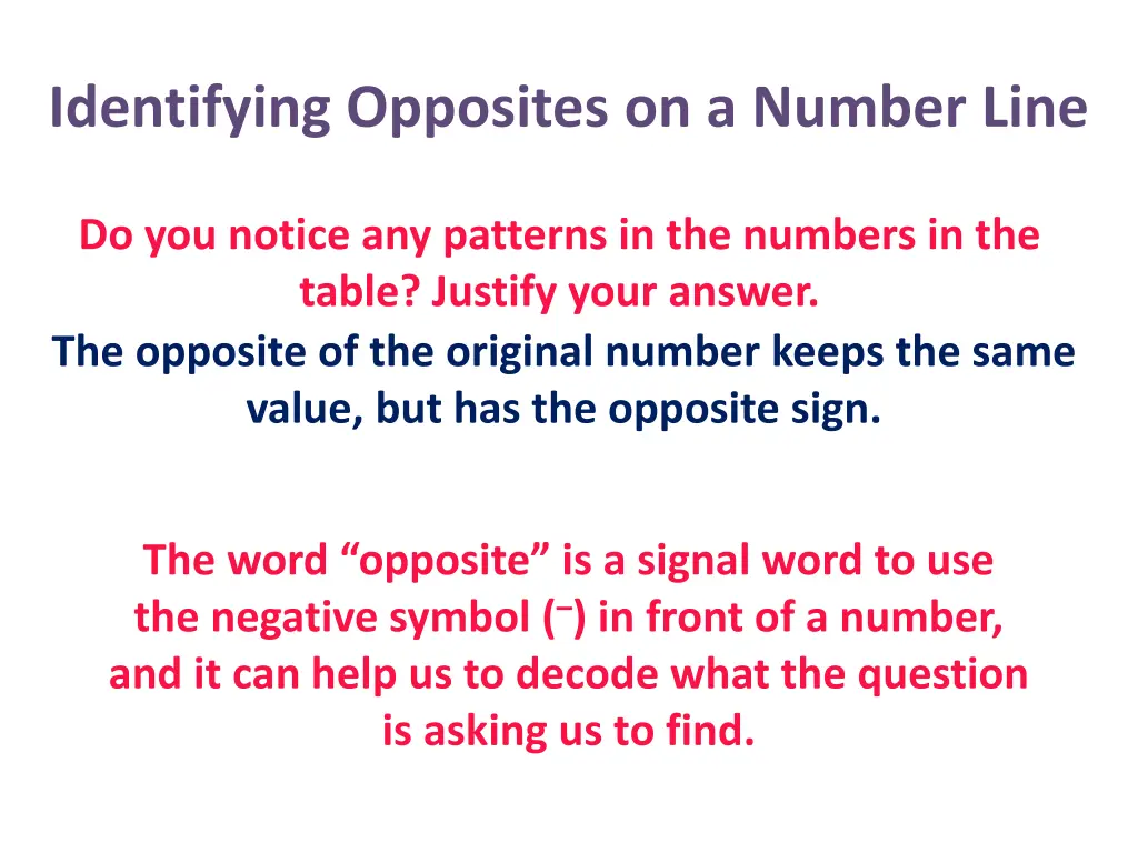 identifying opposites on a number line 38